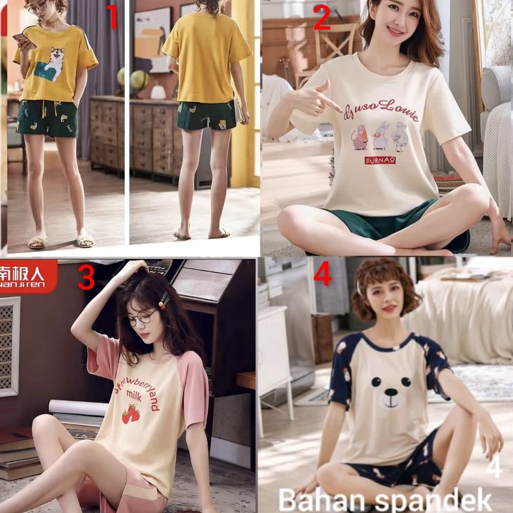 Baju tidur cewek Hotpants bahan kaos import halus dan adem