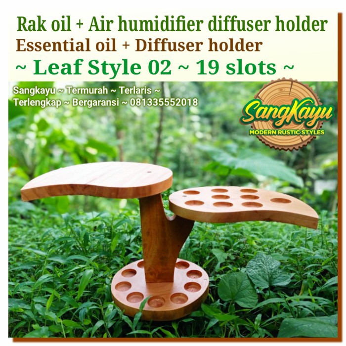 Rak oil kayu 19 slots air humidifier diffuser holder rak essential oil