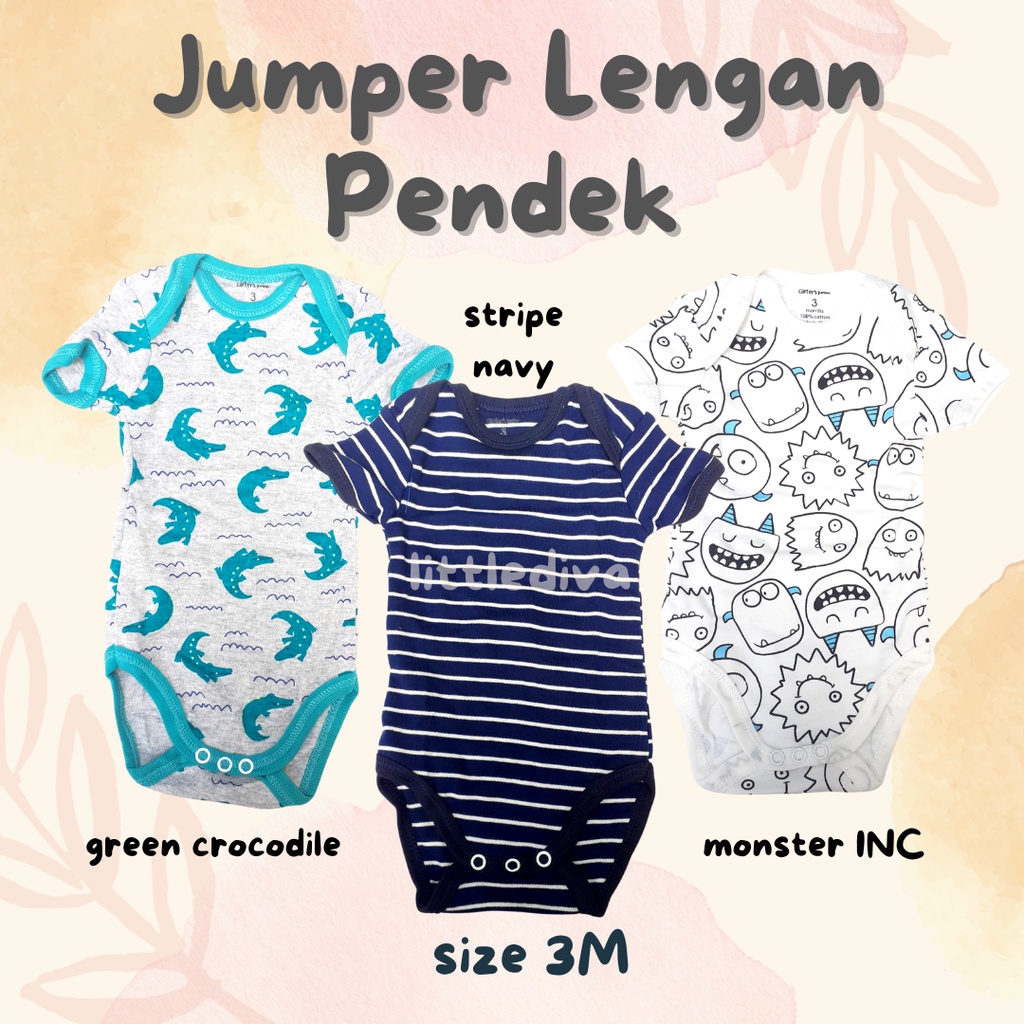 Jumper lengan pendek Boy bodysuit baju bayi  body suit cater Motif Cowo