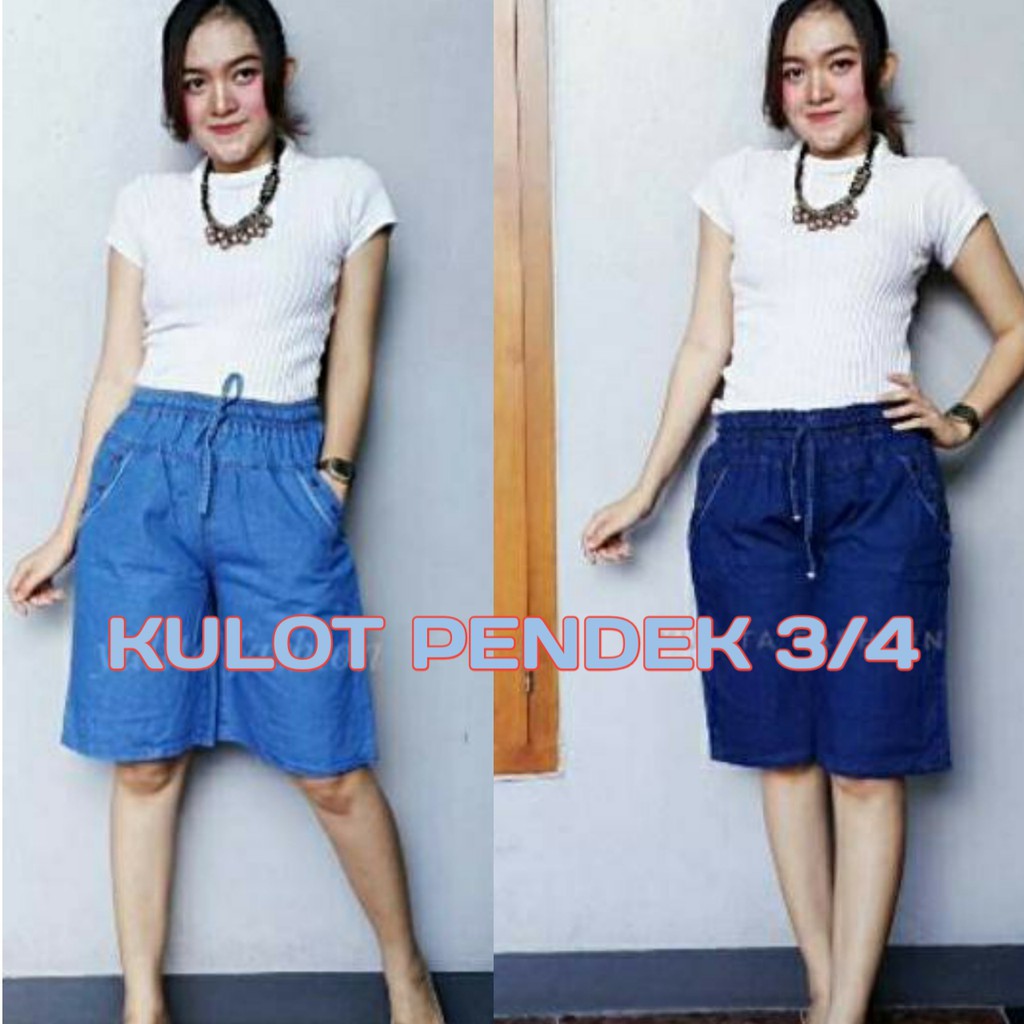 CELANA KULOT JEANS PENDEK WANITA 3/4 DAN 7/8 LIGHT NAVY MURAH