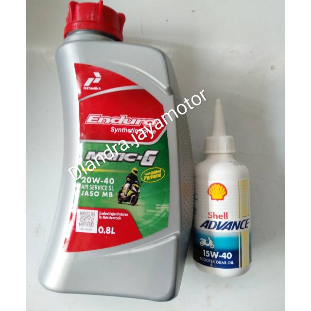 Paket oli matic Enduro + oli gear Shell 120 ml for all matiic 100% original