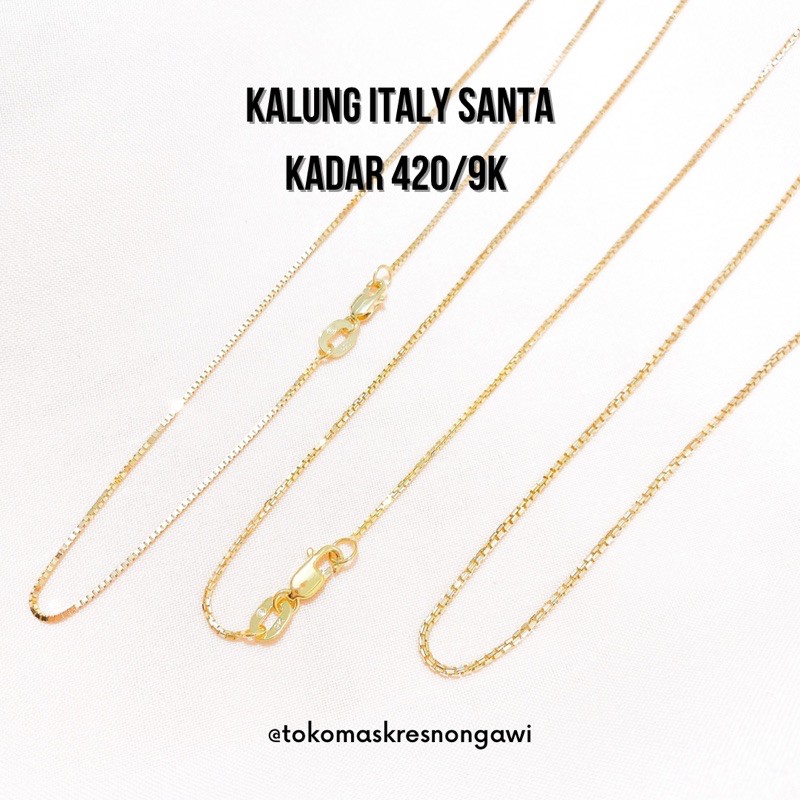 kalung emas italy santa dewasa dan anak kadar 420/ 9k emas asli