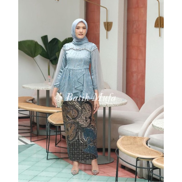 Set kebaya couple VANILA Blue ice Kebaya terbaru kebaya wisuda kekinian kebaya modern kebaya tunangan lamaran