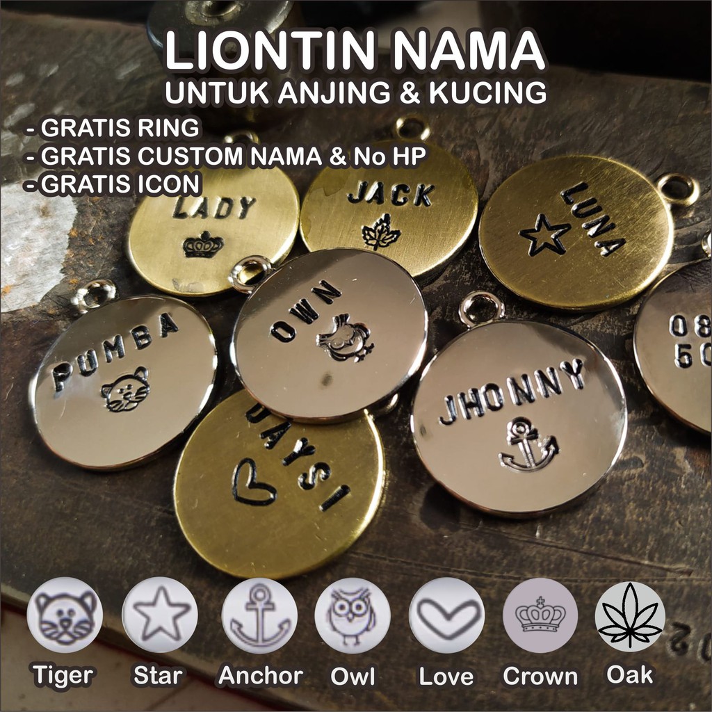 Tag Nama Custom Name Dog Cat Pet Bahan Stainless Steel Kalung Kucing Anjing anti anjing hilang SELVATICI