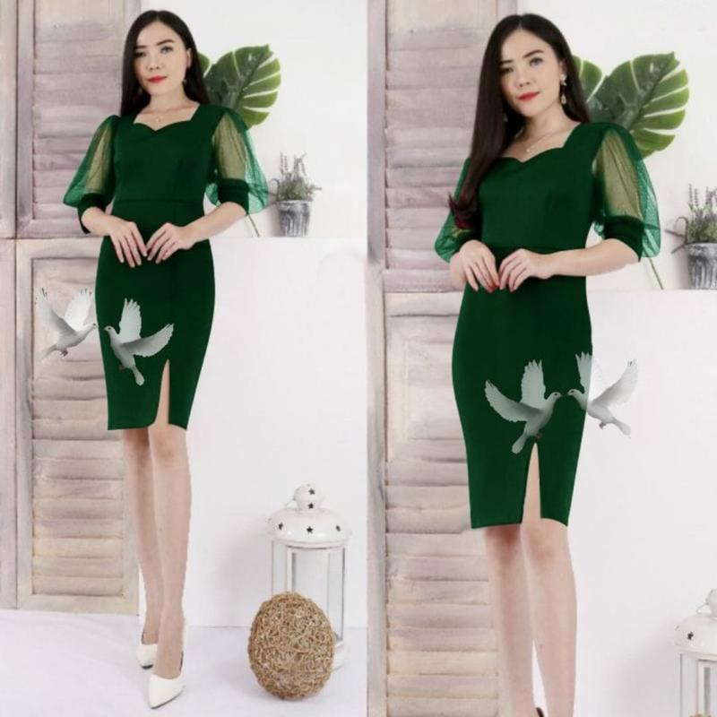 Baju Dress Brukat Natal Remaja Trend Kekinian Terbaru 2021 2022 Gaun Pesta Natal Crismast Elegan Mew