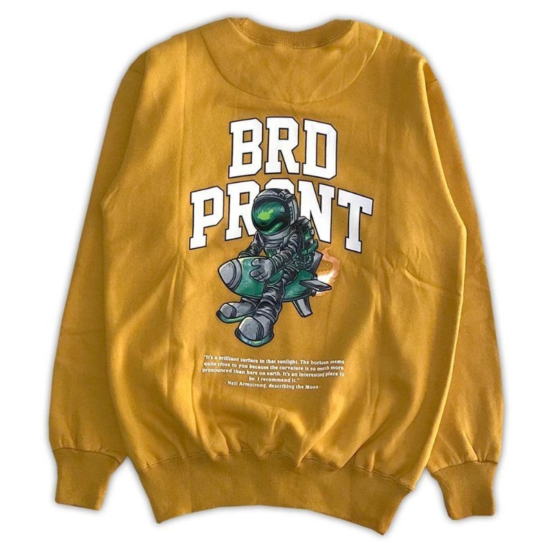 BRAD PRESENT ORIGINAL Sweater Crewneck Sweatshirt cowok yellow motif neil amstrong seri NABRD 01