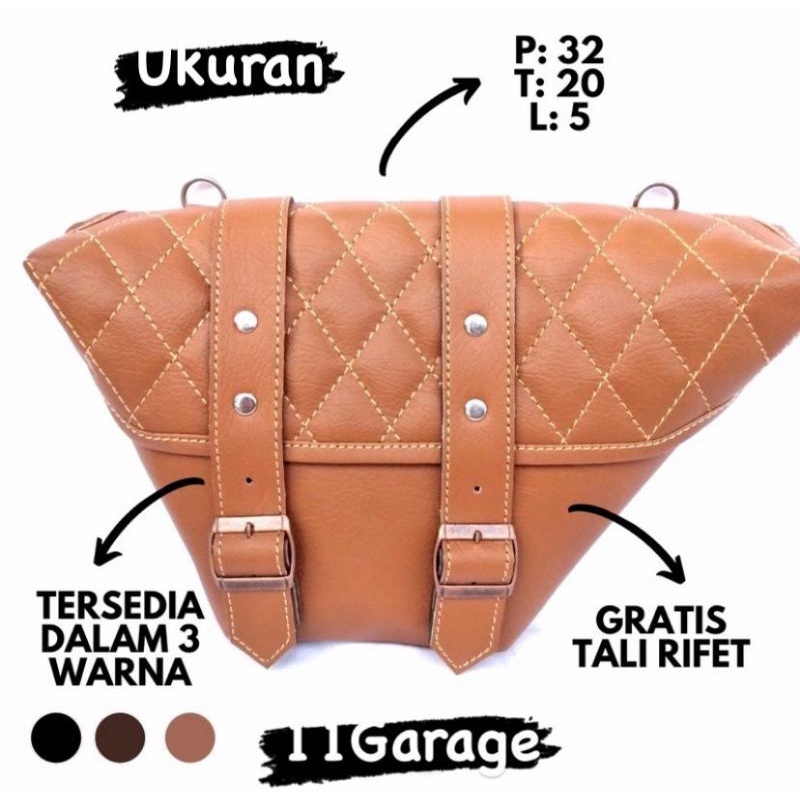 tas motor side bag samping motor klasik custom japstyle cover tutup aki kulit sintetis termurah cb g