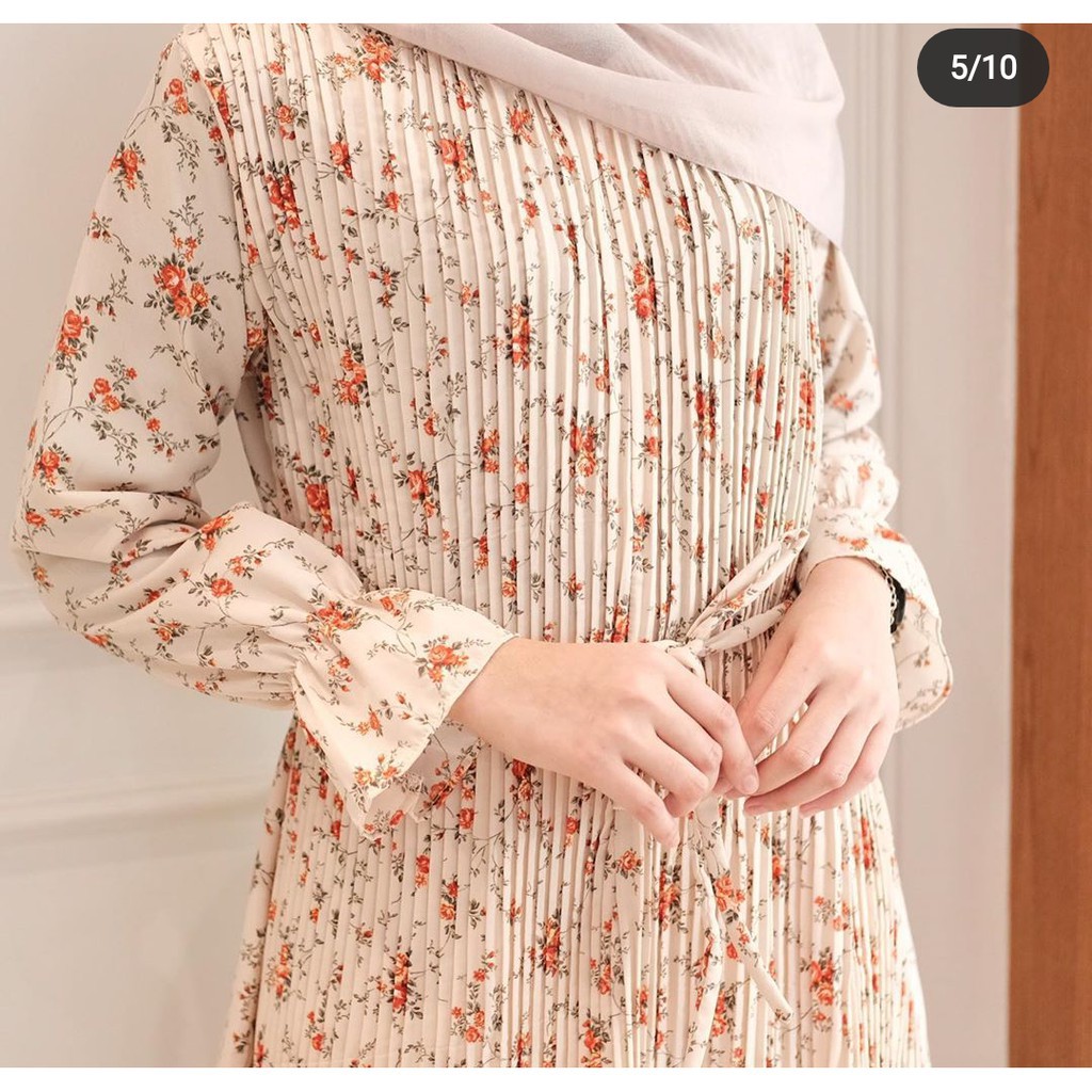 FLOWER PLEATED ATASAN PLISKET TUNIK  PLISKET BKK IMPORT  