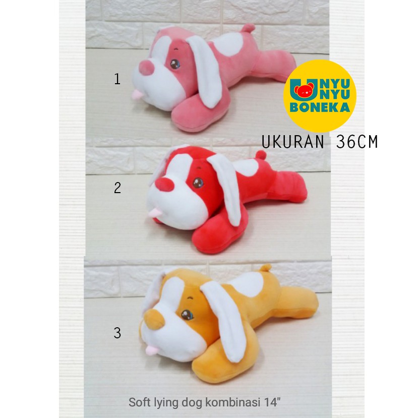 Boneka soft dog topi 35cm bantal dog anjing guling kado