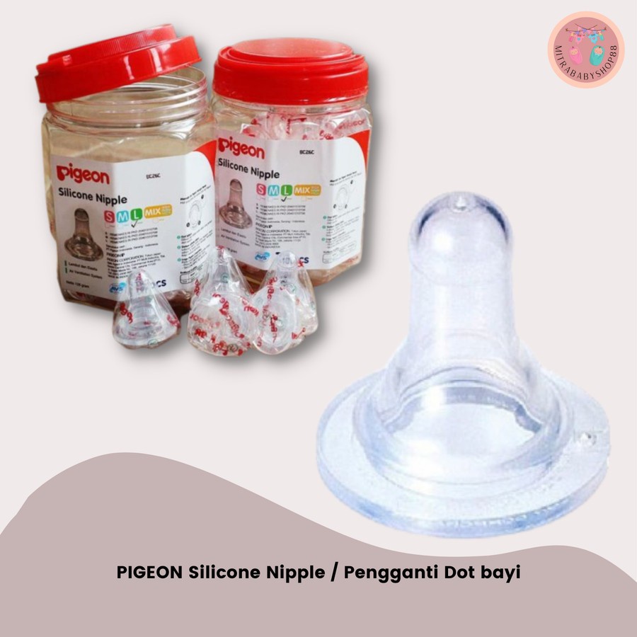 ORIGINAL ASLI DOT PIGEON NIPPLE ECER SILICONE S,M,L / dot silicone pigeon slim neck regular