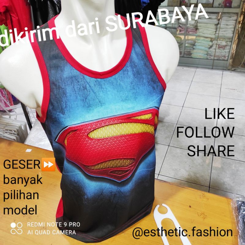 SINGLET PRIA KAOS SINGLET PRIA SINGLET GYM PRIA KAOS SINGLET COWOK SINGLET OLAHRAGA KAOS SUPERMAN