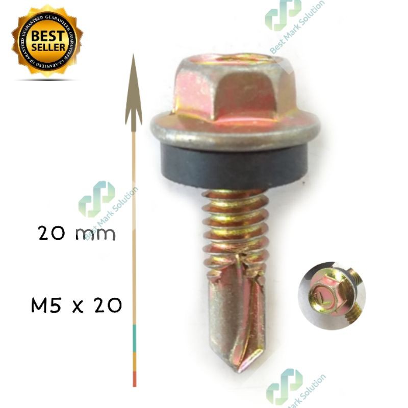 SEKRUP BAUT ROOFING SKRUP BAJARINGAN M5x20MM RUPING ROOFING ATAP MOON