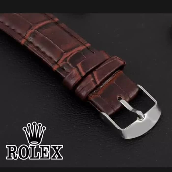 Jam Tangan Rolex Pria Tanggal Aktif Tali Kulit - Coklat