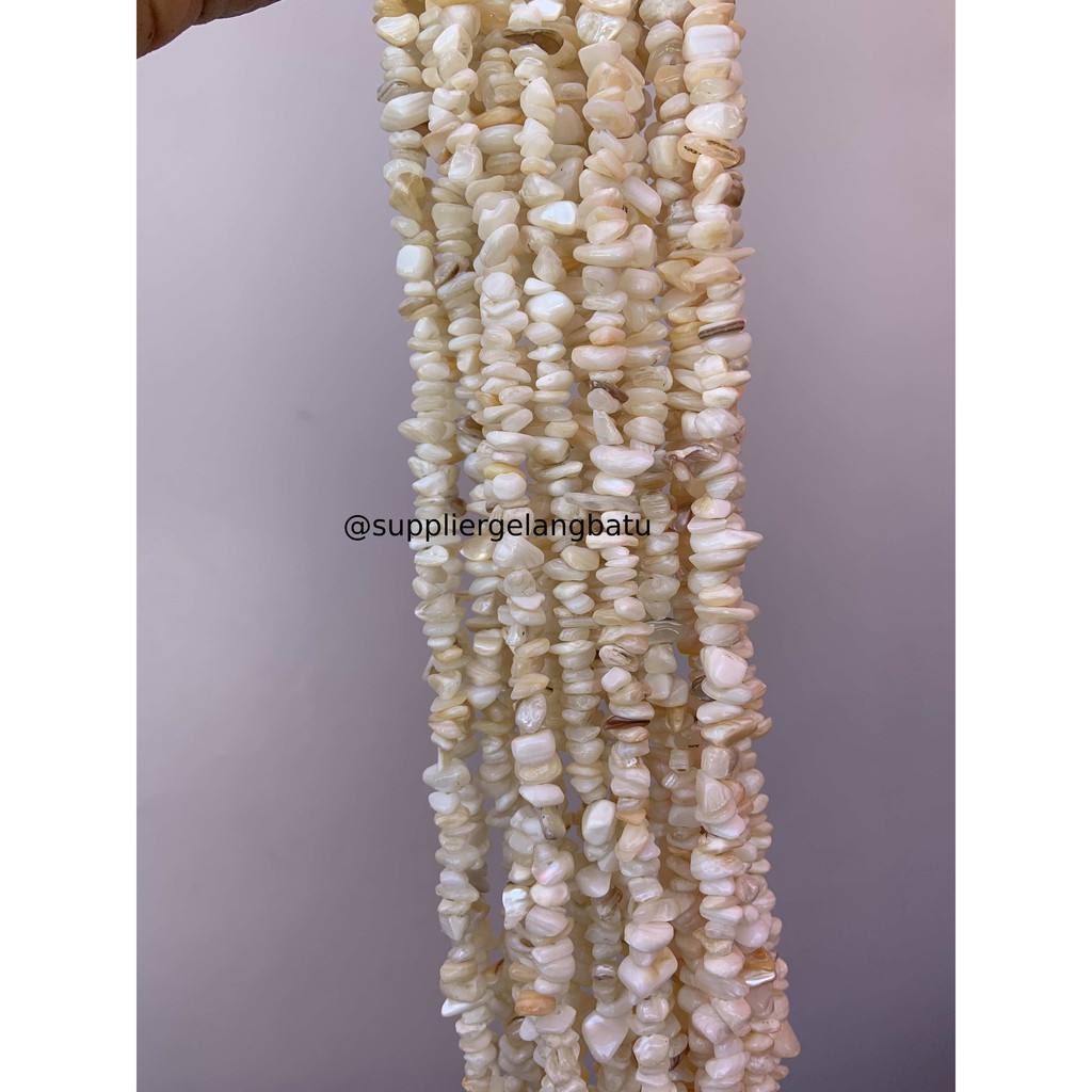 kerikil Batu alam mix white pearl 1cm manik aksesori craft putih gloss