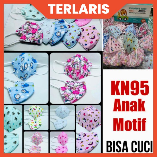 Alkindo Masker 5Ply KN95 Anak Motif Menarik Bisa Dicuci Packing Satuan Higienis 1Pcs