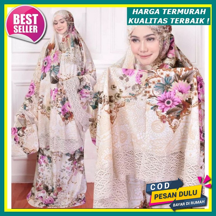 (Terbaru 2022) Mukena Terusan Polos 2In1 Ponco Tanpa Karet Dahi Mukena Bali Dewasa Langsungan Mukena