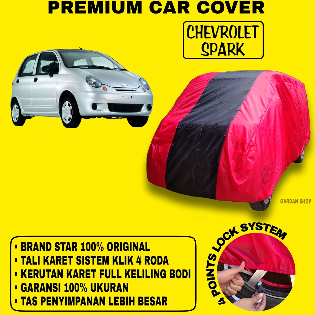 Body Cover CHEVROLET SPARK MERAH HITAM Penutup Bodi Mobil Chevrolet Spark Waterproof PREMIUM