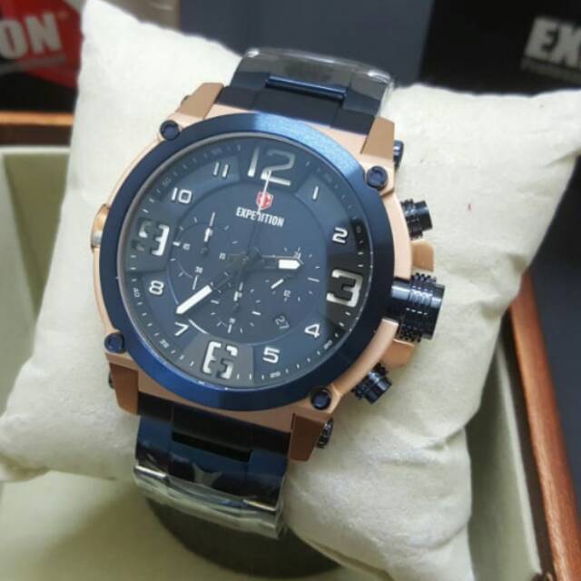 Jam tangan expedition e6605 biru Rose gold