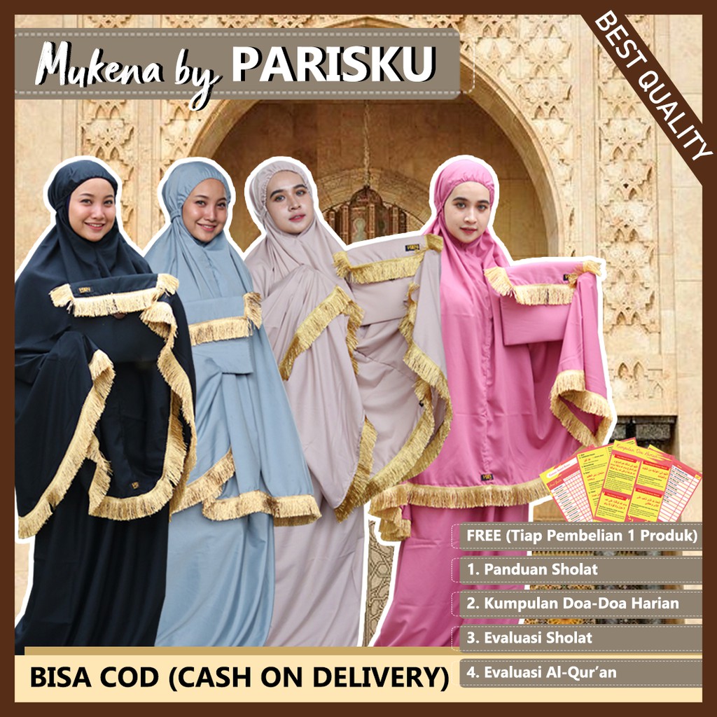 Mukena dewasa katun jepang ori polos bali jumbo rayon by PARISKU