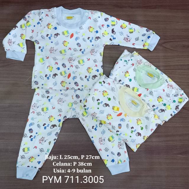 Piyama bayi 4 - 9 bulan Wiedy unisex / Baju celana tidur bayi / pakaian tidur bayi