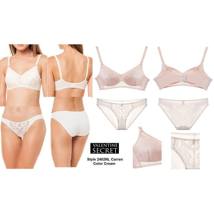 HOT SALE BRA SET WITH PANTY VALENTINE SECRET STYLE 2402NL CAREEN COLOR CREAM 