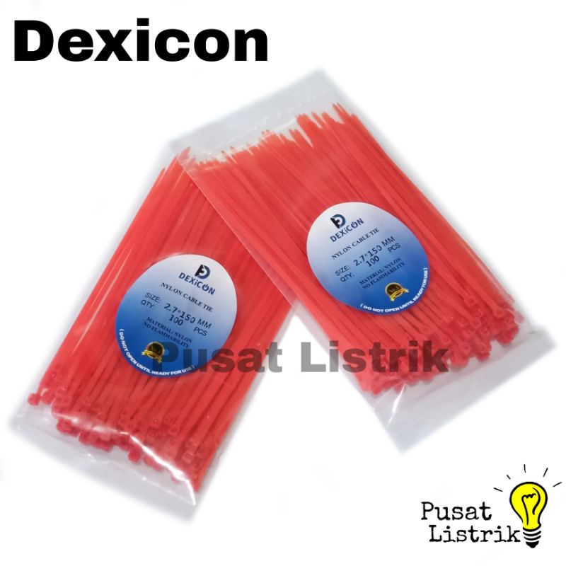 Kabel Ties 2,7x150mm Warna Merah Dexicon Cable Ties 2.7x15cm Pengikat Kabel Warna Murah