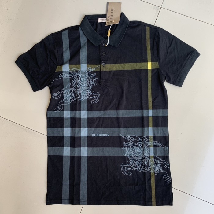 Dijual Kaos Polo Pria Burberry Checker Black Import Berkualitas