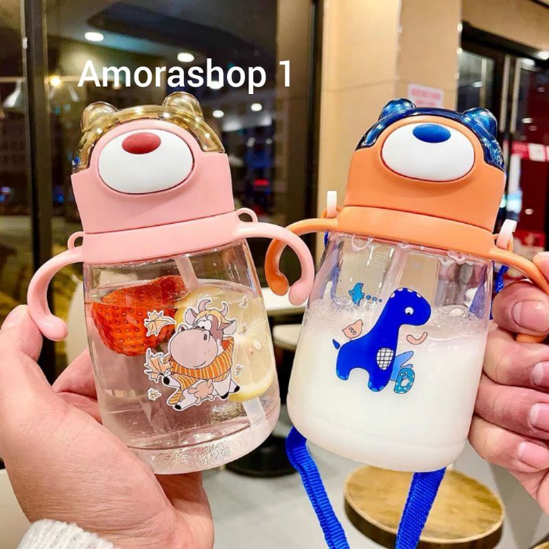 Botol Minum Anak Sedotan Karakter Binatang Lucu 450ML-550ML ( Seliya 2672-2673 ) BPA FREE