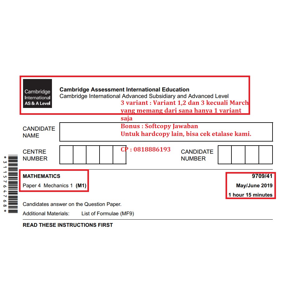 

A LEVEL PAST PAPER MATHEMATIC P4 MECHANICS 1 2019-2015