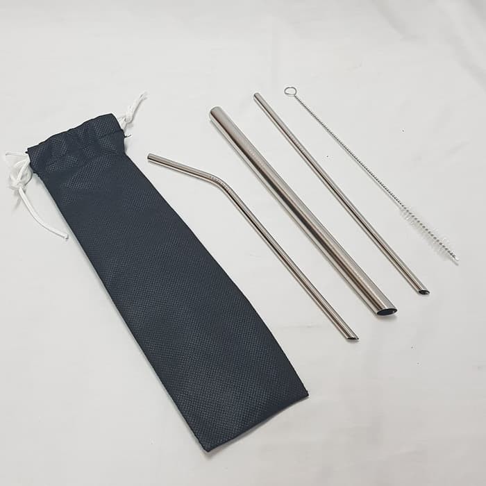 Sedotan Stainless Set 4 pcs / Bubble Stainless Straw