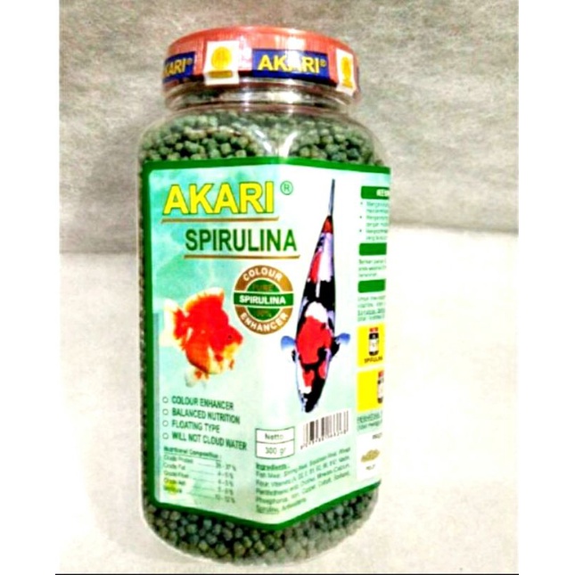 Makanan ikan koki koi AKARI AA SPIRULINA 300GR