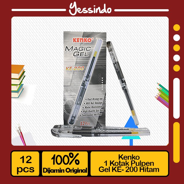 

1 Kotak Pulpen Gel KE-200 Hitam & Biru Kenko