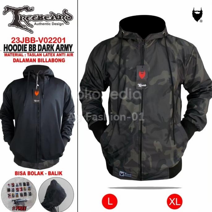 Jaket Hoodie Bolak Balik Pria TREEBEARD-Jaket BB windbreaker Terbaru