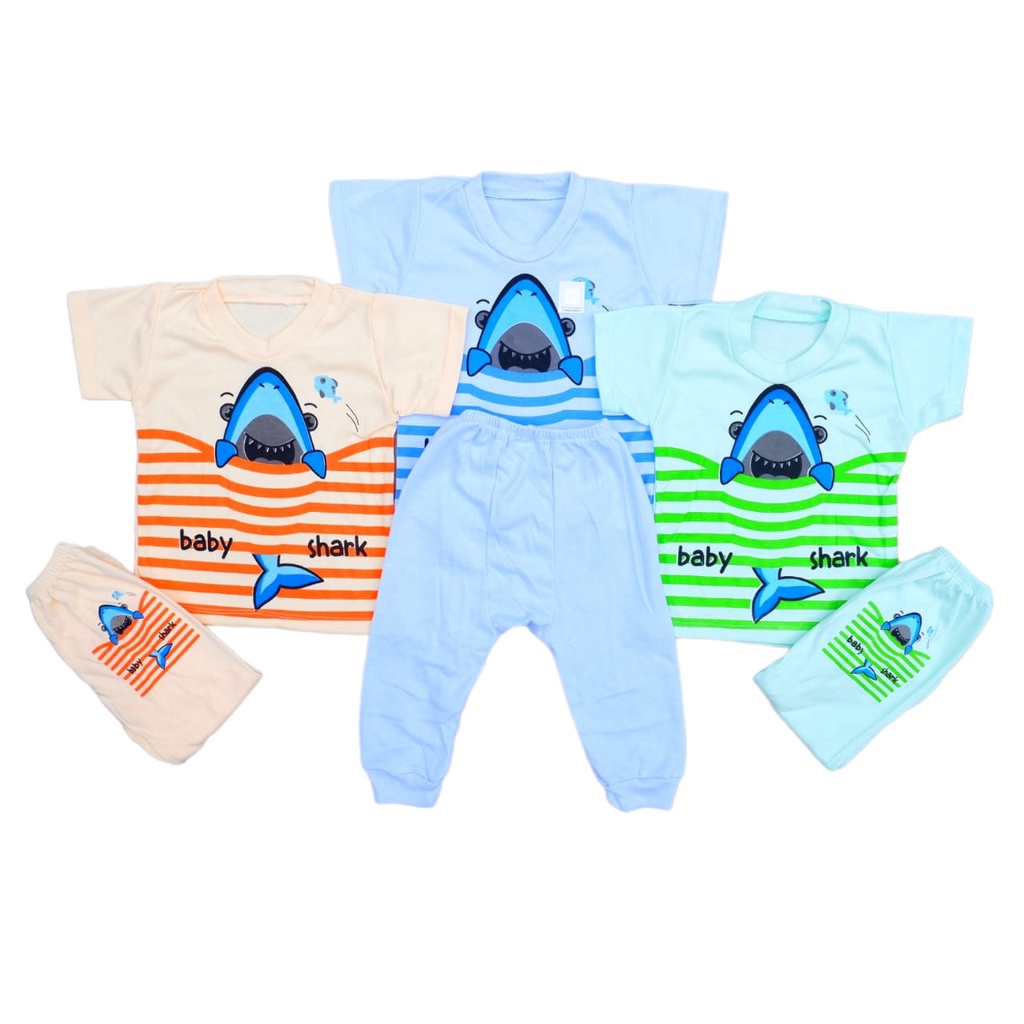 Set Baju Bayi Katun Double Premium Setelan Baju Pendek Celana Panjang Pampers Kiwari