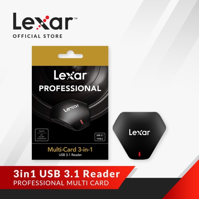 Lexar Professional Multi-Card 3-in-1 USB 3.1 Reader (SD, MicroSD &amp; Com