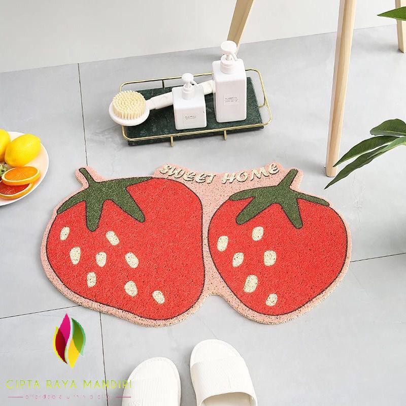 Keset Motif Buah-Buahan Untuk Dapur dan Kamar 40x60cm Bahan Mie PVC