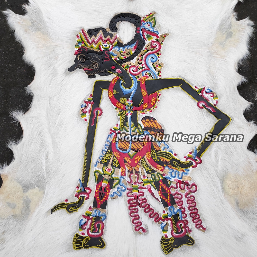 Lukisan Lembaran Wayang Gatotkaca Kulit Kambing Full Body 77x55 cm