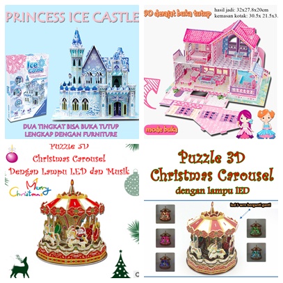 [ORGM] Mainan Edukasi Puzzle 3D Princess Ice Castle Merry Go Round