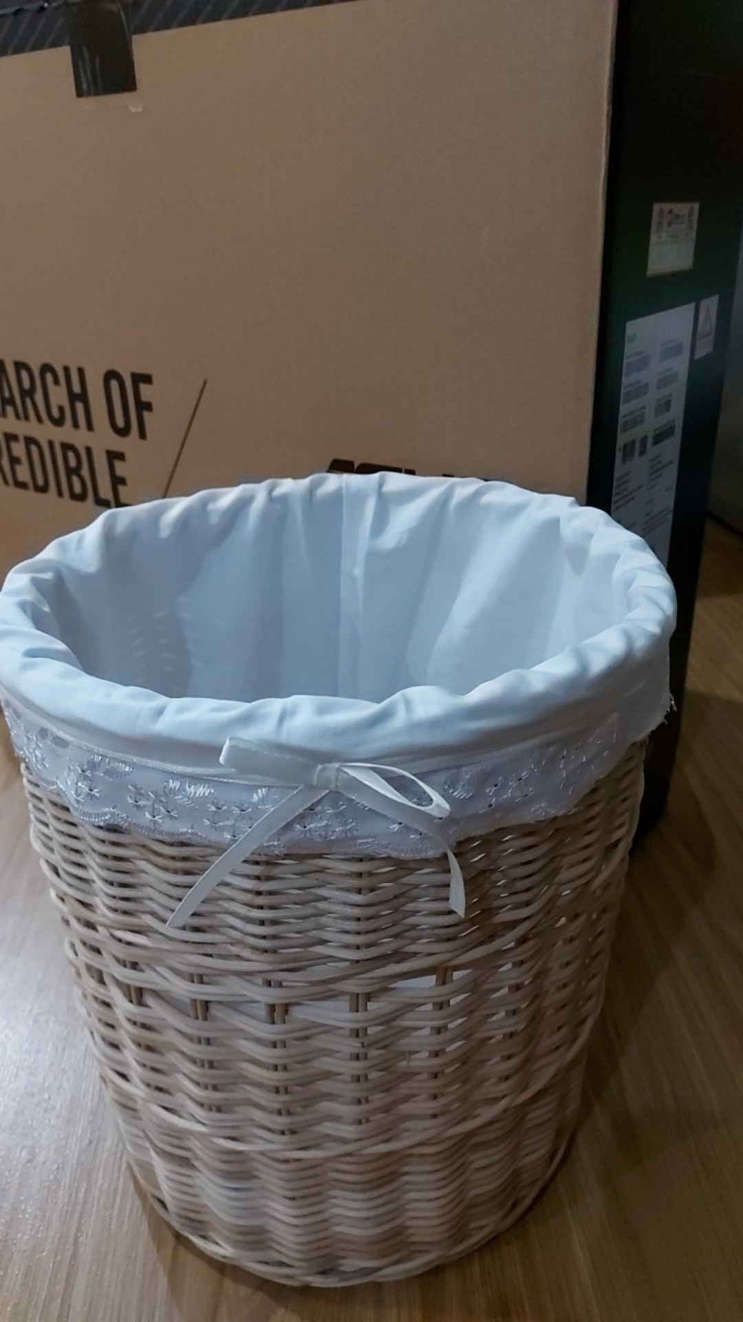 Keranjang Rotan Laundry 22x25 + Kain