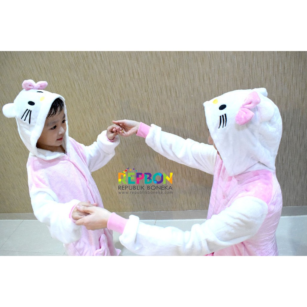 BAJU ONESIE HELLO KITTY PIYAMA KOSTUM PESTA ANAK DEWASA