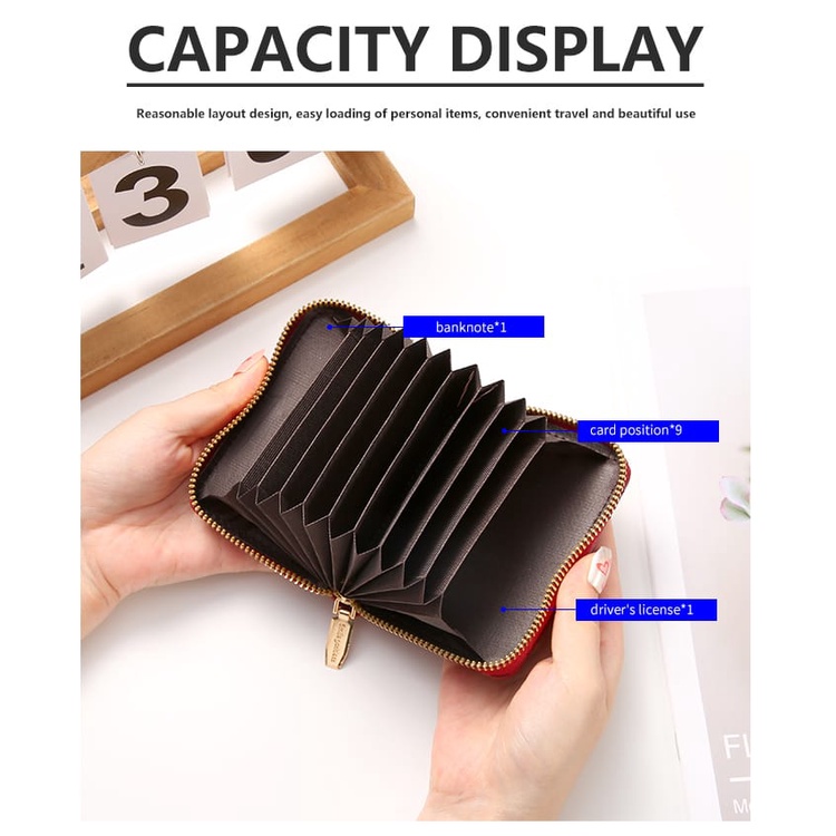 TASBLUE Dompet Kartu Wanita Mengimpor Kulit Mini Premium Slot Kartu Koin Ritsleting Korea D1040 Dompet Koin Bergaya