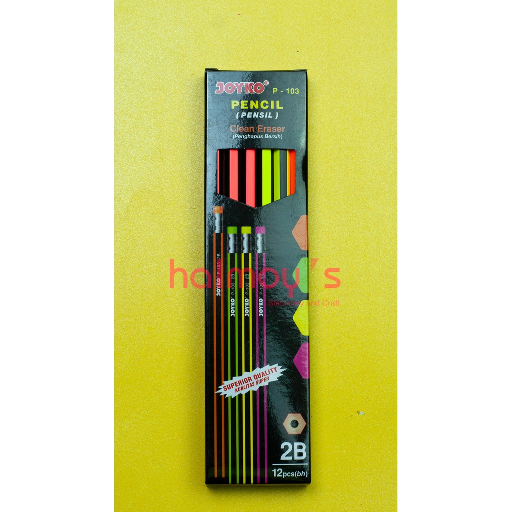 

PENSIL KAYU 2B JOYKO P - 103 DENGAN PENGHAPUS ( 1 BOX = 12 PCS )