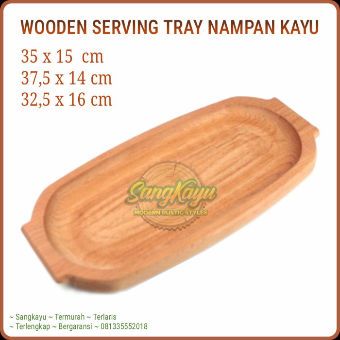 Baki Nampan kayu oval Wooden tray plate piring kayu nampan saji kayu - KAYU MAHONI, 32,5 x 16 cm