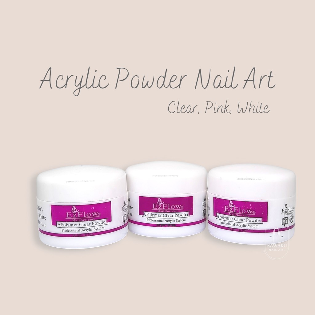 EZ Flow Acrylic Powder / Bubuk Akrilik Nail Extension Builder (BOTOL PUTIH)