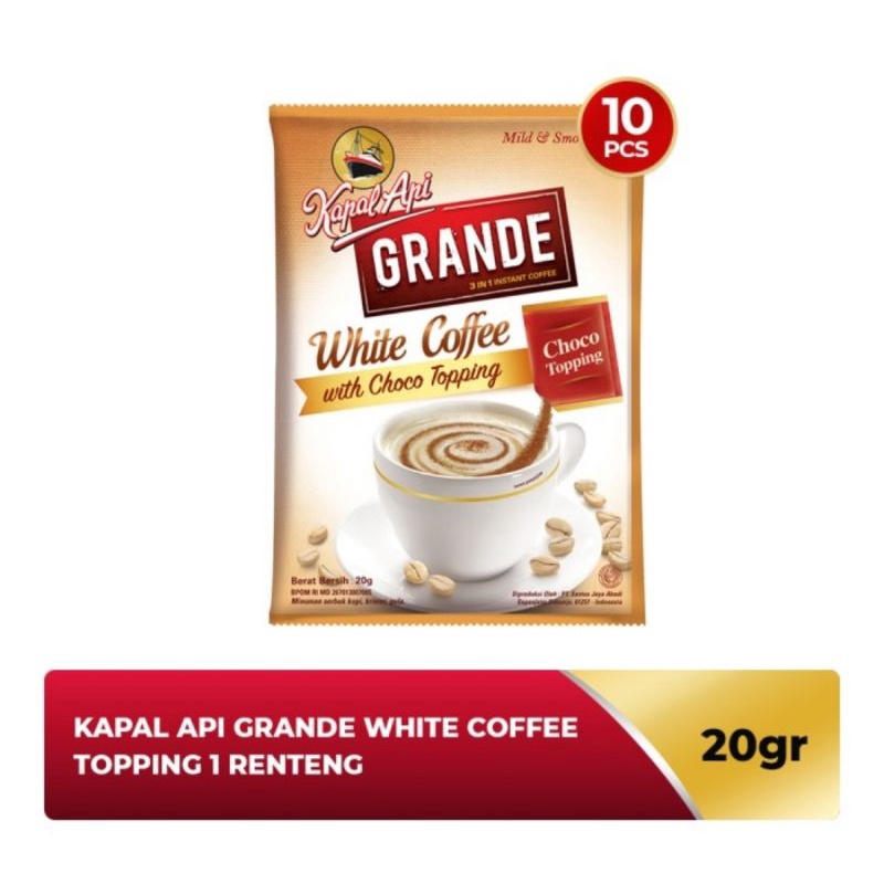 

Kapal Api Grande White Coffe Topping 20gr isi 10 Sachet