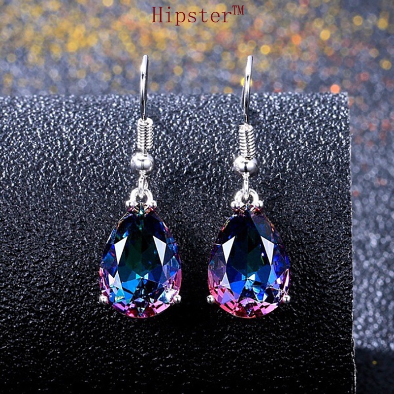 Hot Sale New Fashion Colorful Stone Pear-Shaped Earrings