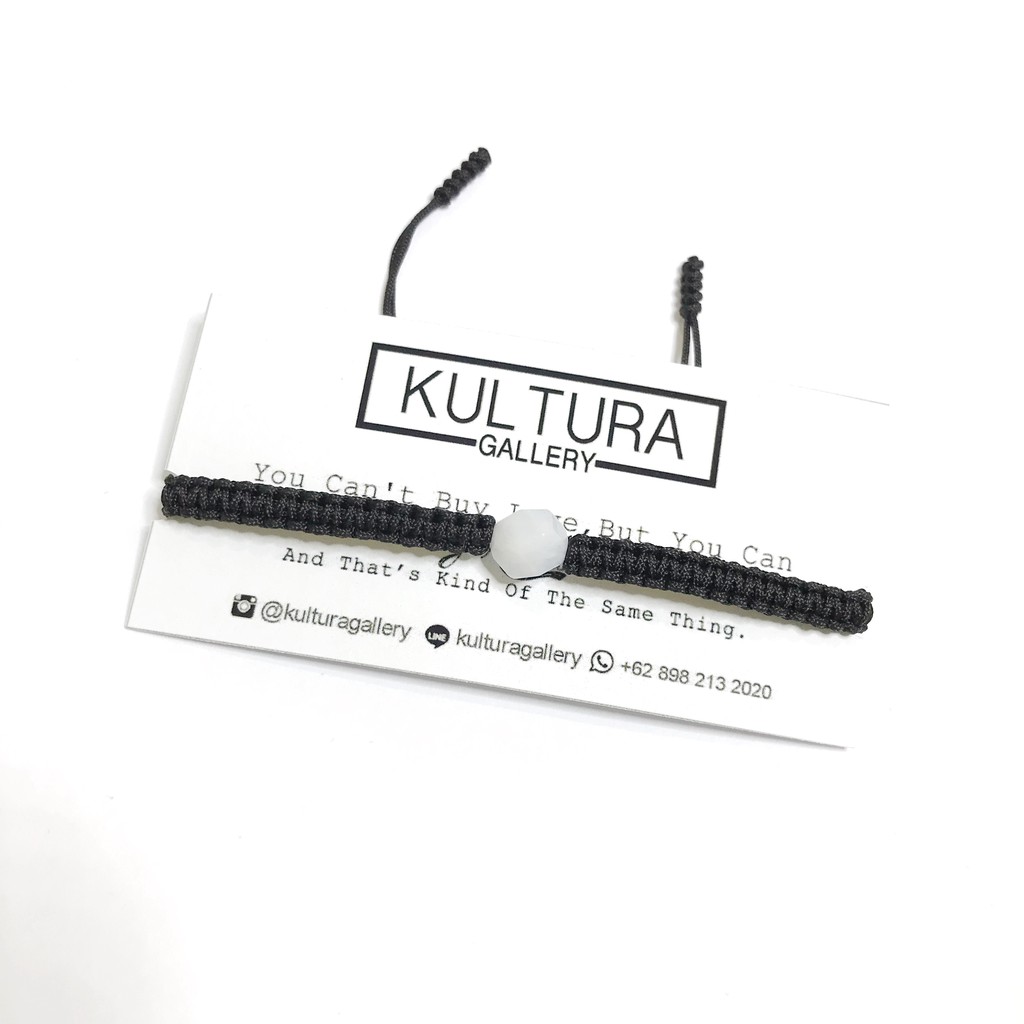 Gelang Batu Hexagon Hitam & Putih ( Gelang etnik / Gelang batu / Gelang tali )