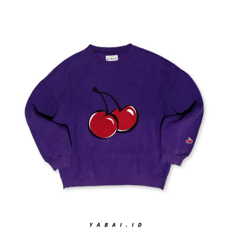 Kirsh Big Cherry Ivory Crewneck Purple