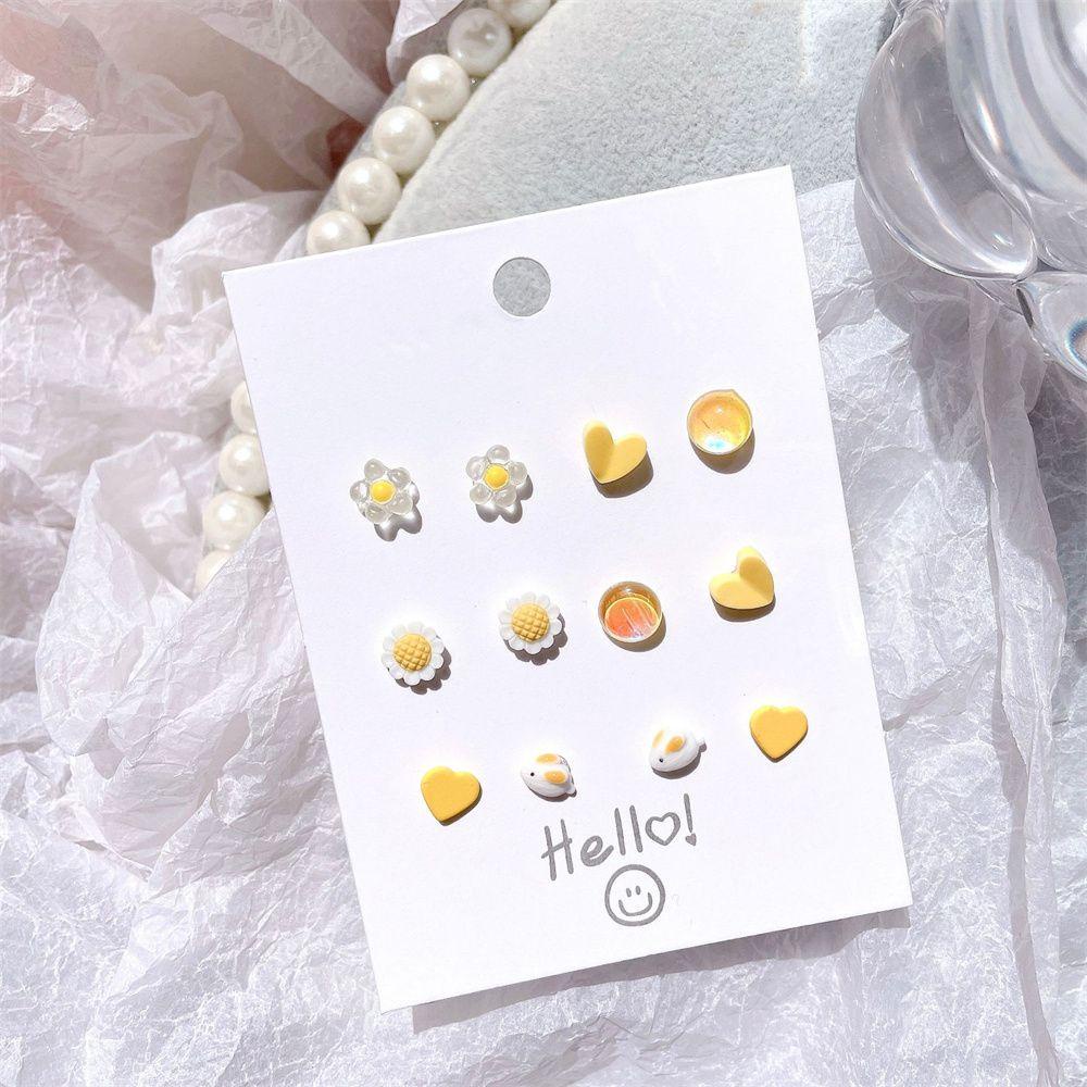 Lily Anting Geometris Wanita Korea Cantik Aksesoris Kecil Lucu 6pasang/set Anting Kecil