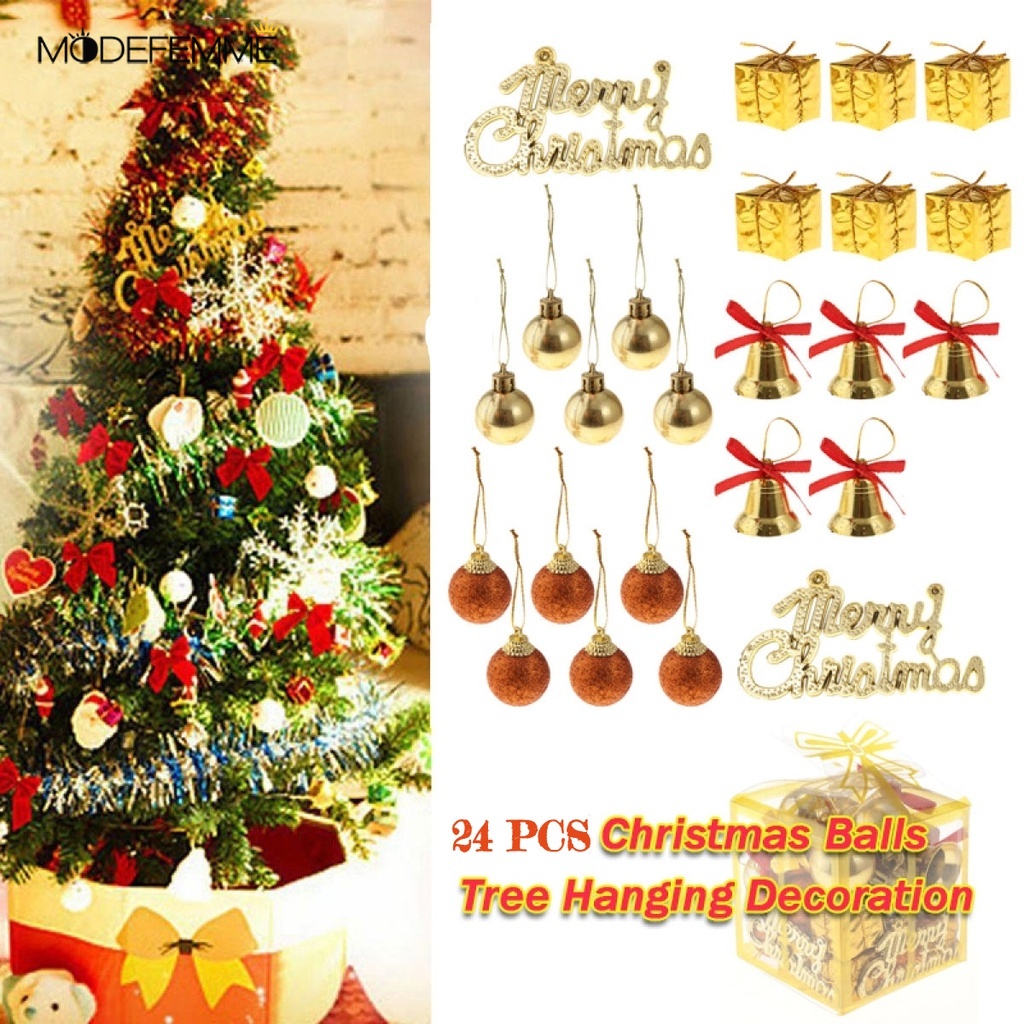 24 Pieces Of Christmas Tree Decorative Pendant Accessories For Home Decor Festival Party